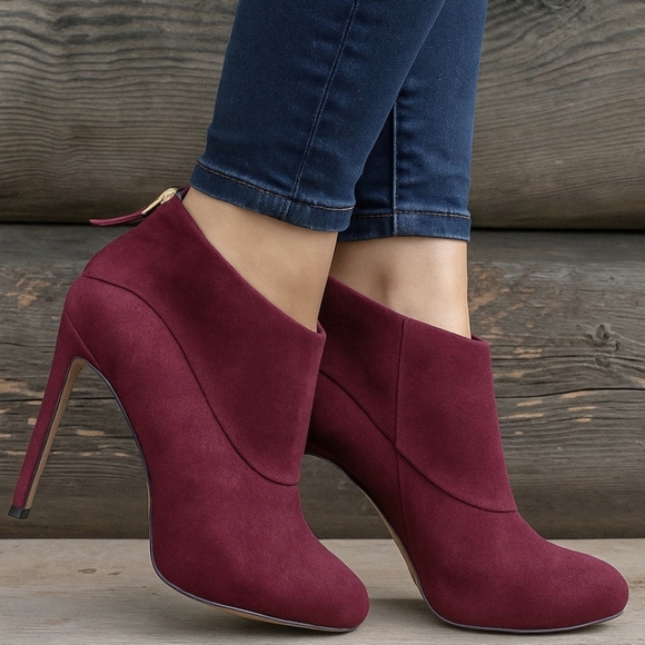 Nine West Shoes - Nine West NEW Navajoe Rich Burgundy Suede, Hidden Platform, Comfort Bootie 8M